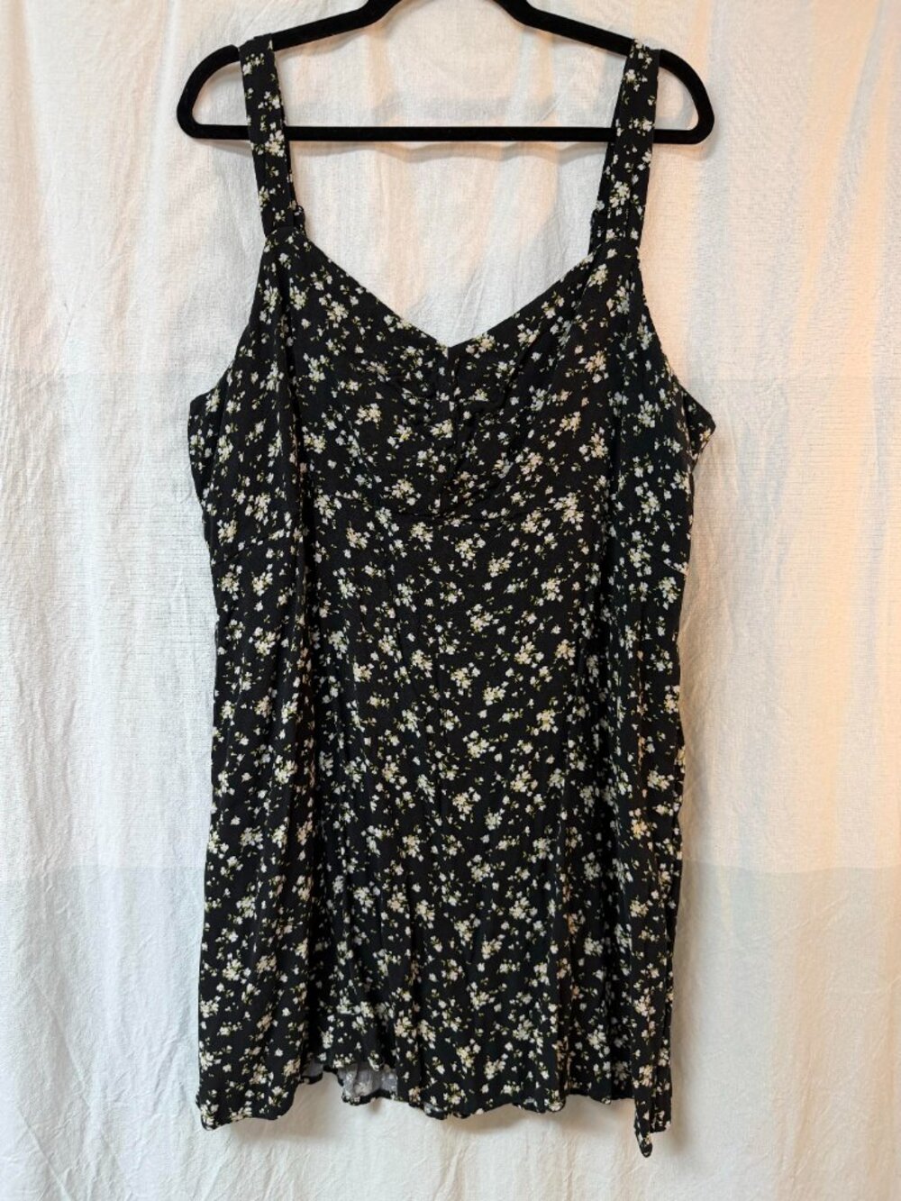Black Ditsy Floral Fit & Flare Crepe Mini Dress